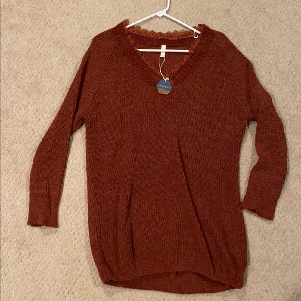Pink Blush Rust chinelle maternity sweater